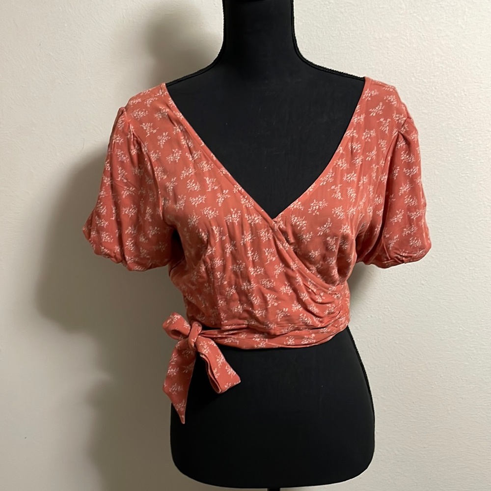 American Eagle Wrap Crop Blouse